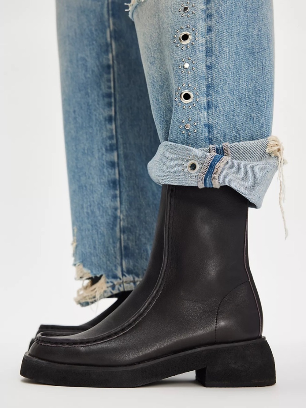 Clarks Originals Effery Zip Ankle Boots Black Leather Size 7 Moto Square Toe